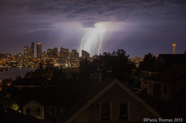 Lightning over Seattle photography by www.paolathomas.com